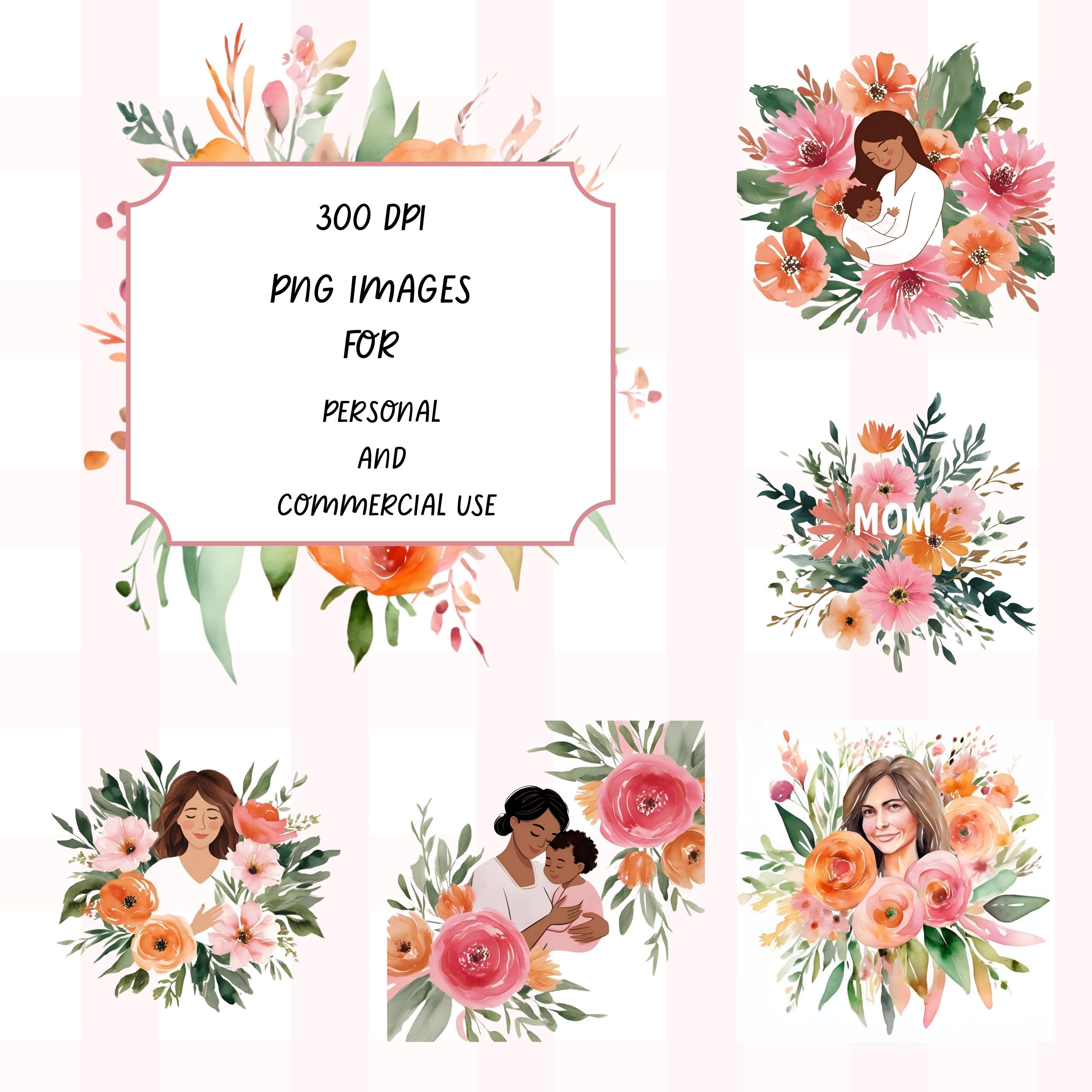 Mom & Florals Clipart Pack of 12 - Image 3