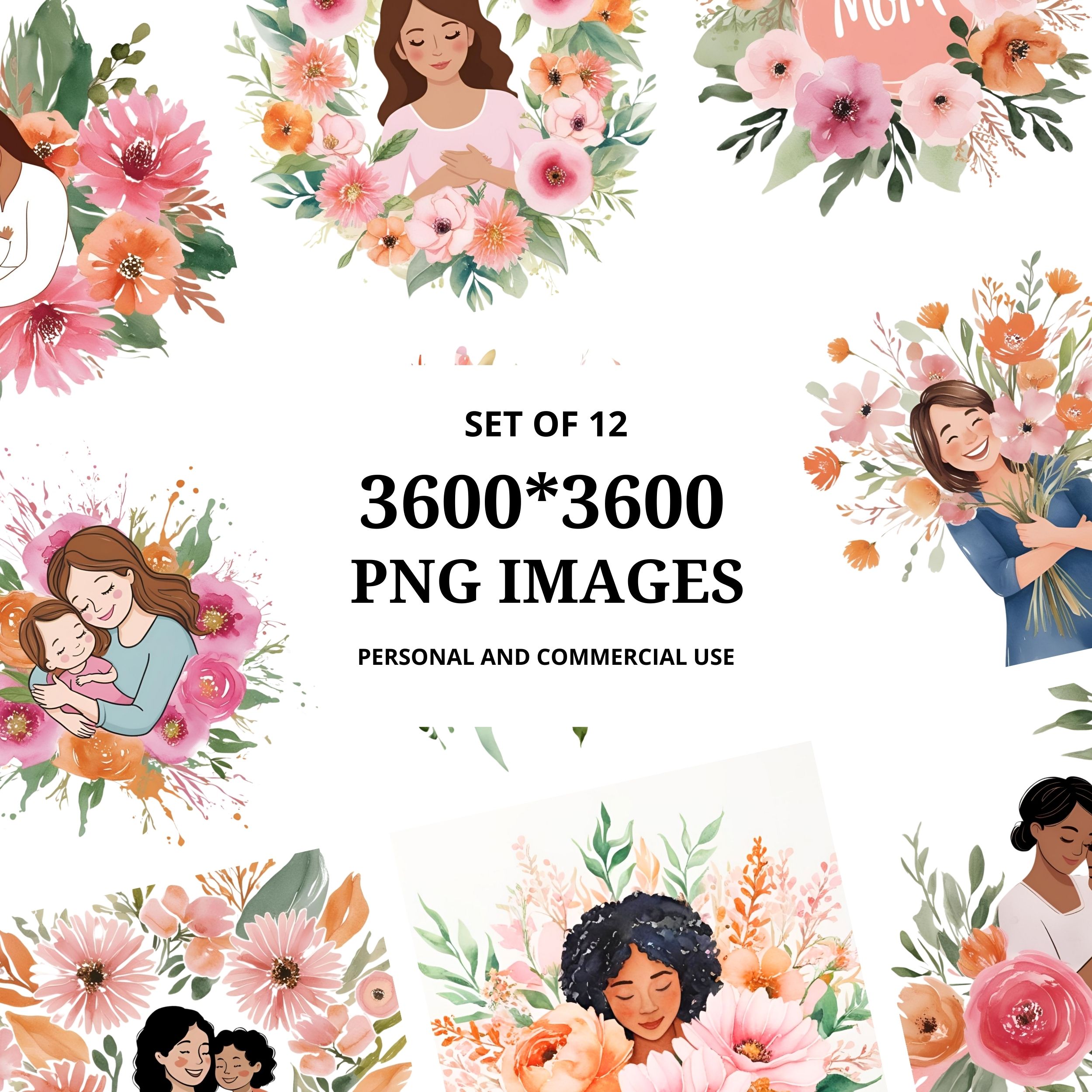 Mom & Florals Clipart Pack of 12 - Image 5