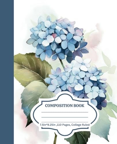Composition Notebook College Ruled: Vintage : Hydrangeas