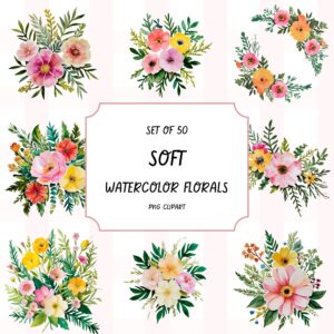 Soft Florals Clipart Pack of 50