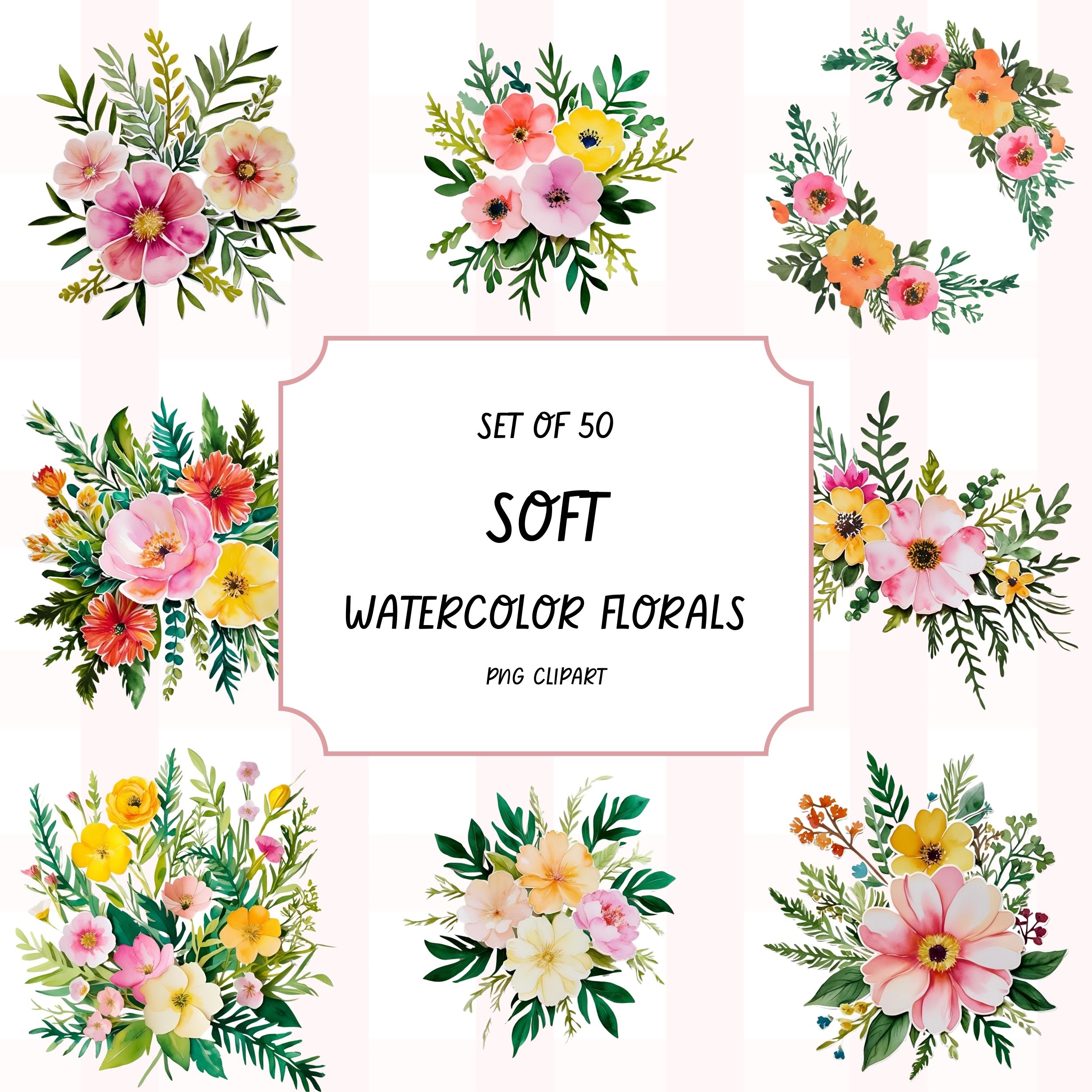 Soft Florals Clipart Pack of 50