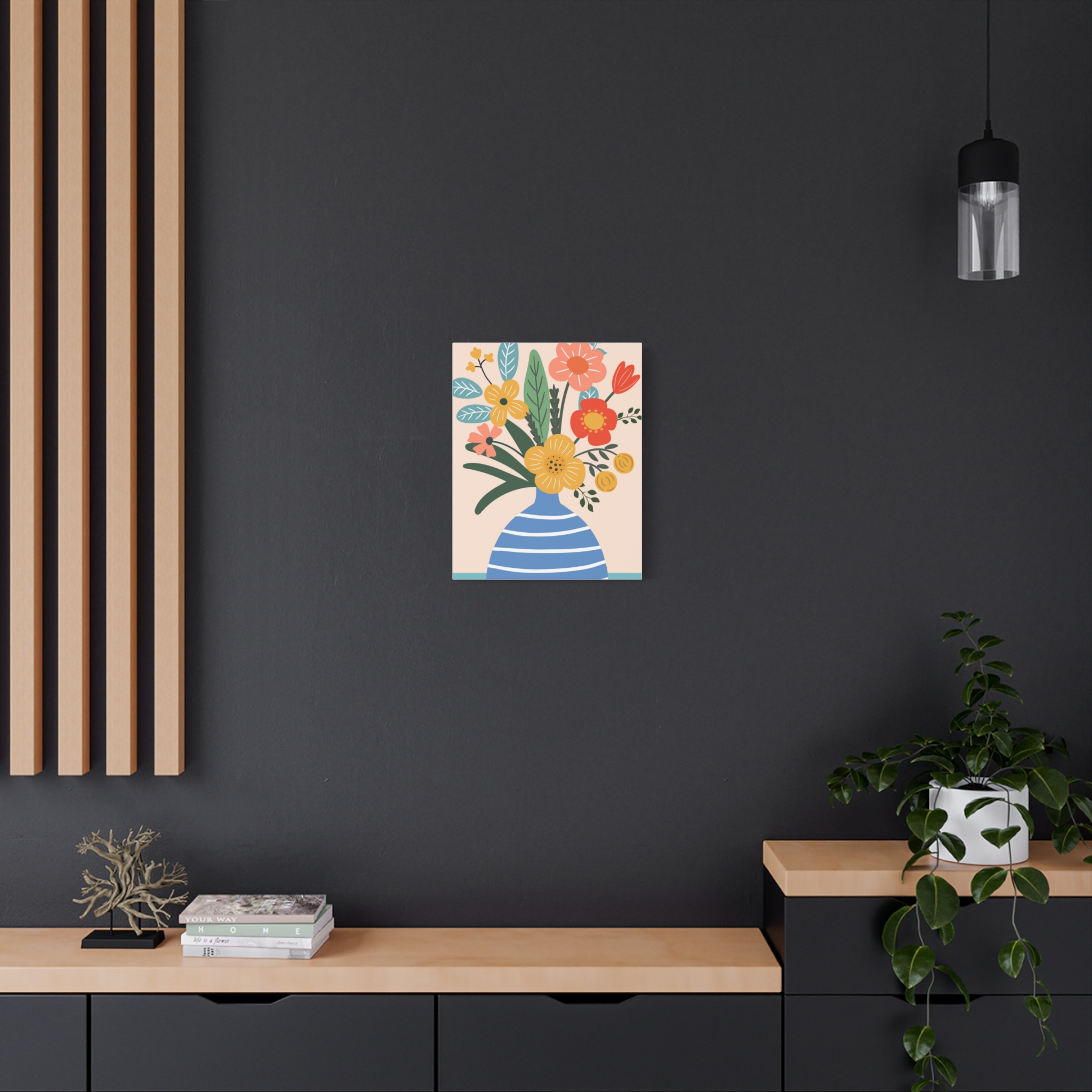 Canvas Art Print - Eclectic Blue and White Vase with Flowers - Image 8
