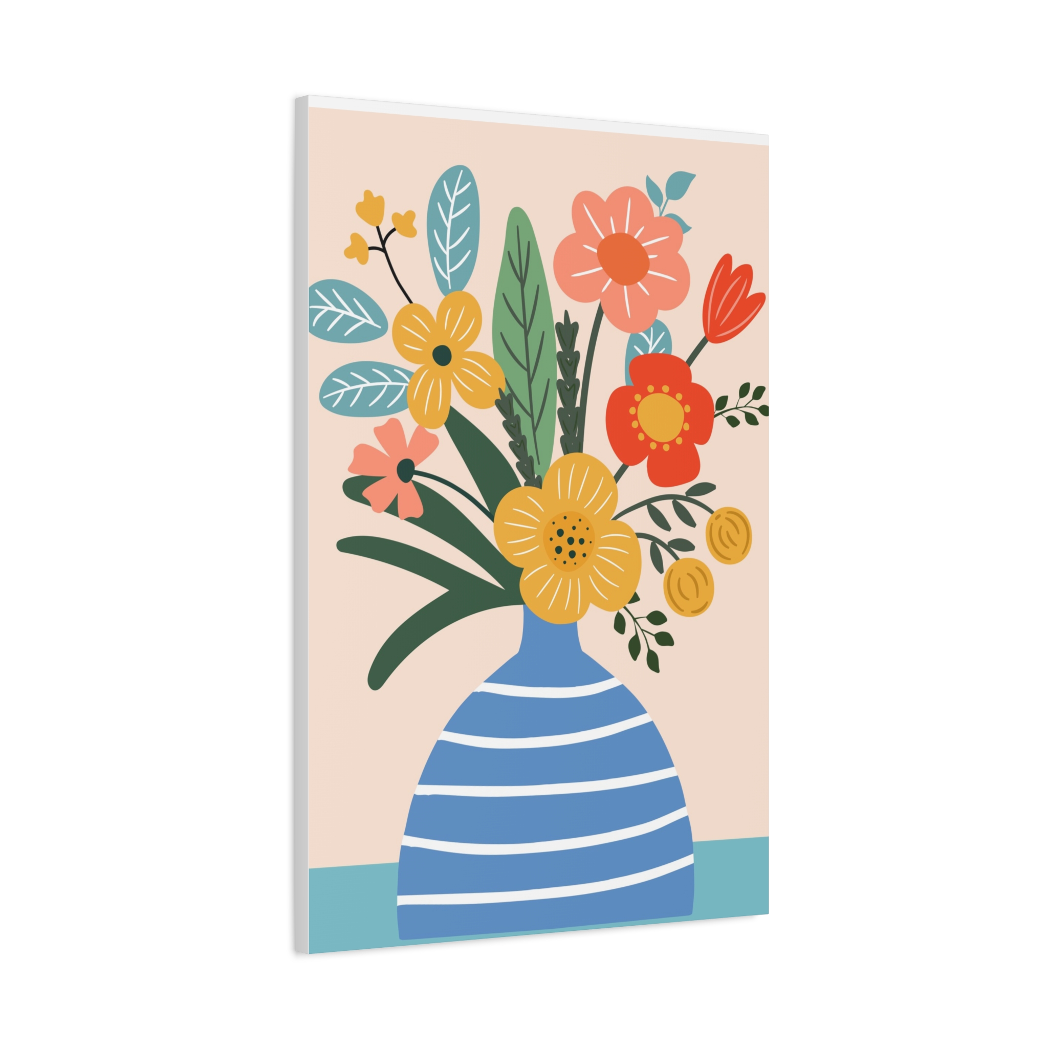 Canvas Art Print - Eclectic Blue and White Vase with Flowers - Image 10