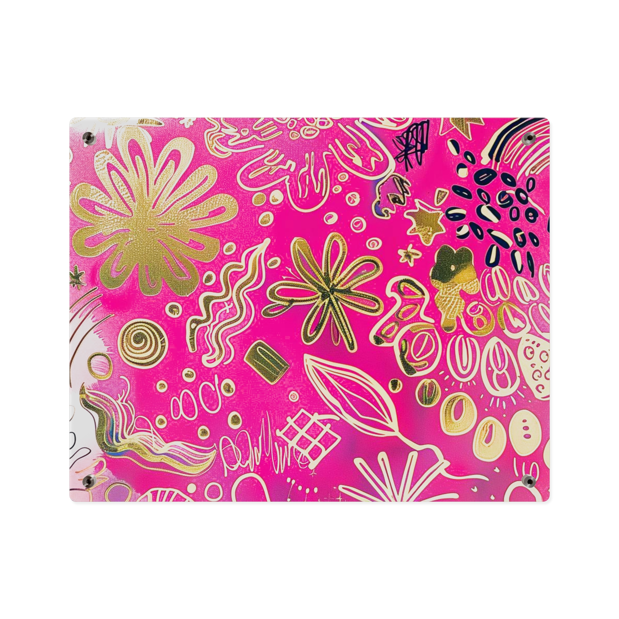 Doodle Dreams Pink and Gold Acrylic Art Panel - Image 6