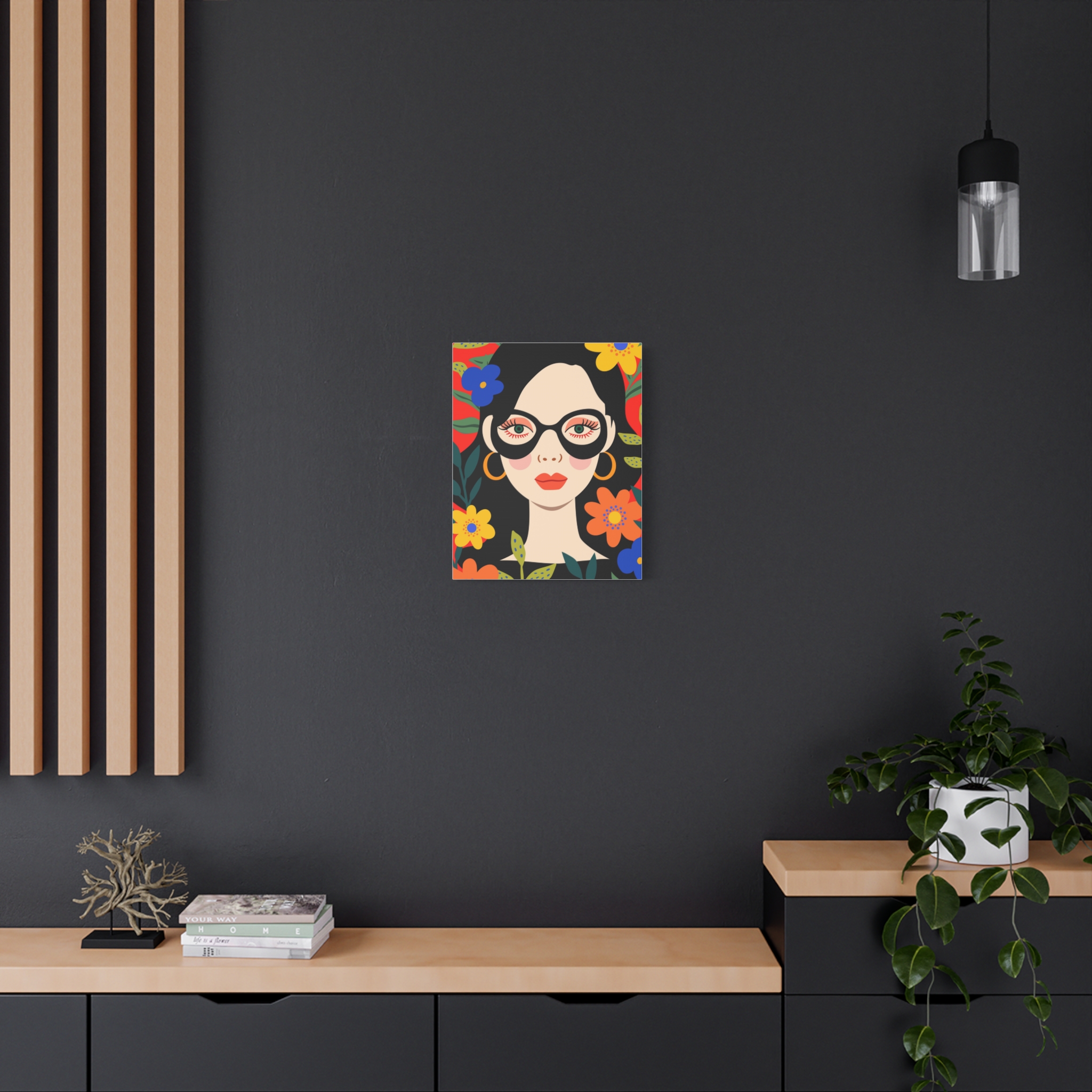 Canvas Wall Art - Eclectic Art Woman with Flowers - Image 8