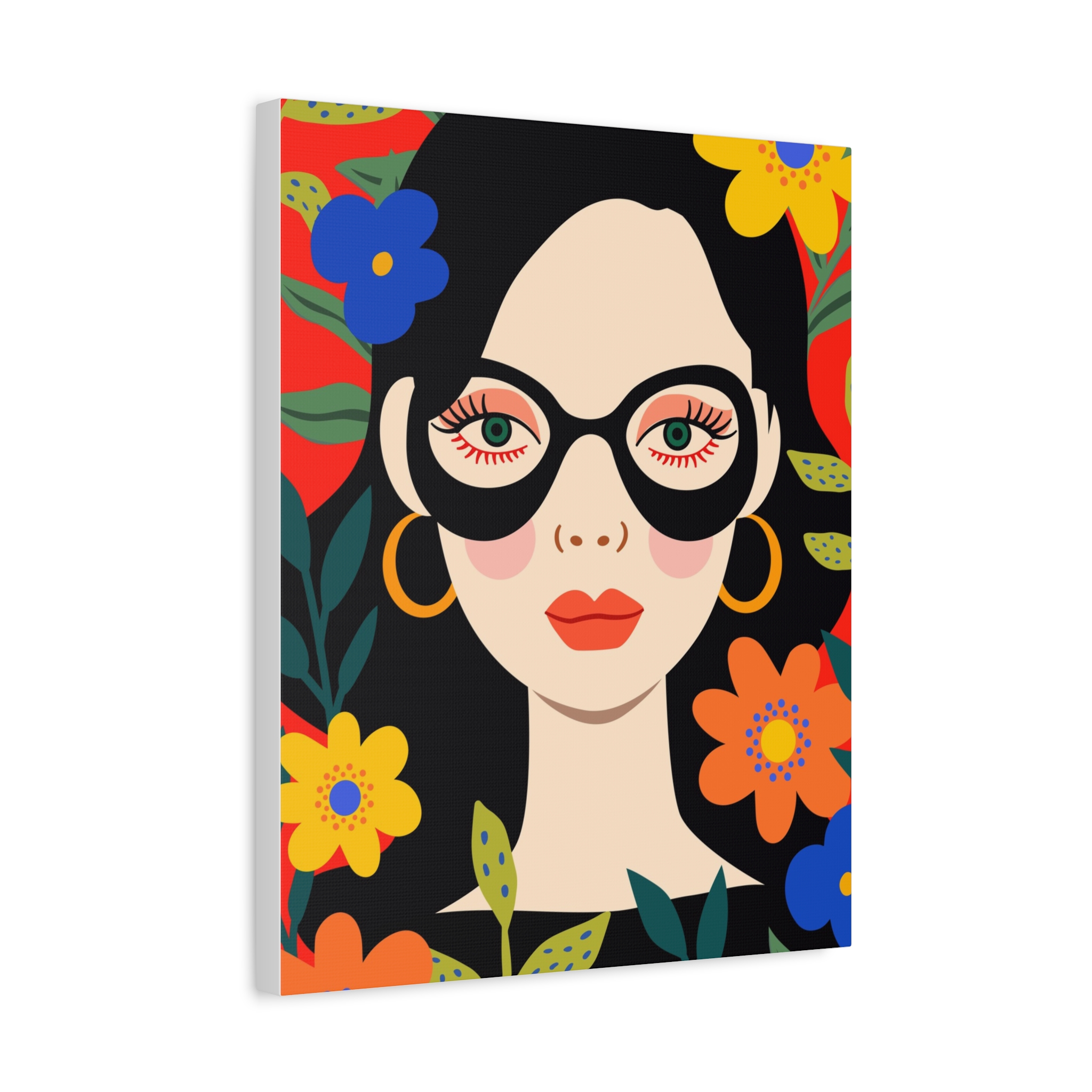 Canvas Wall Art - Eclectic Art Woman with Flowers - Image 6