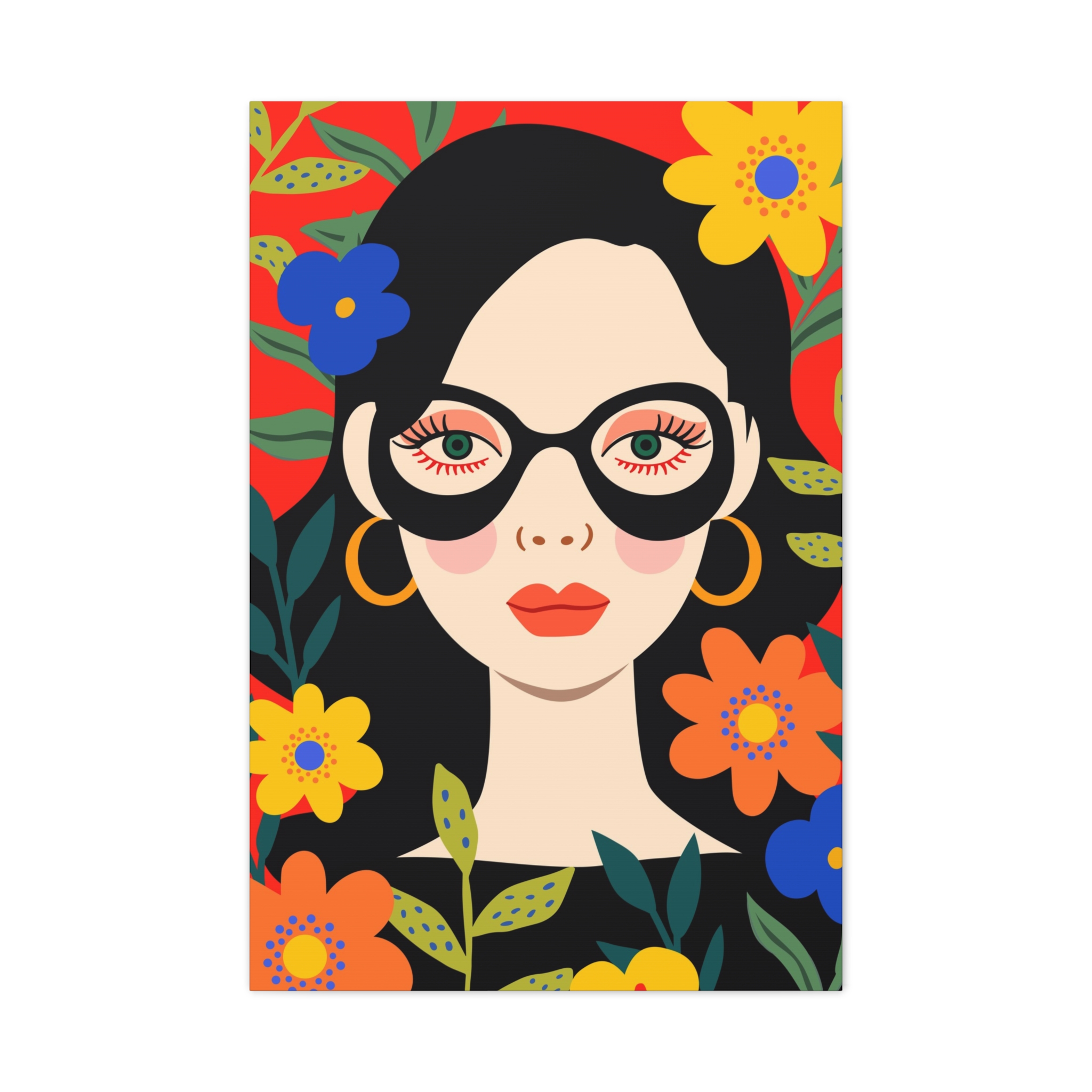 Canvas Wall Art - Eclectic Art Woman with Flowers - Image 9