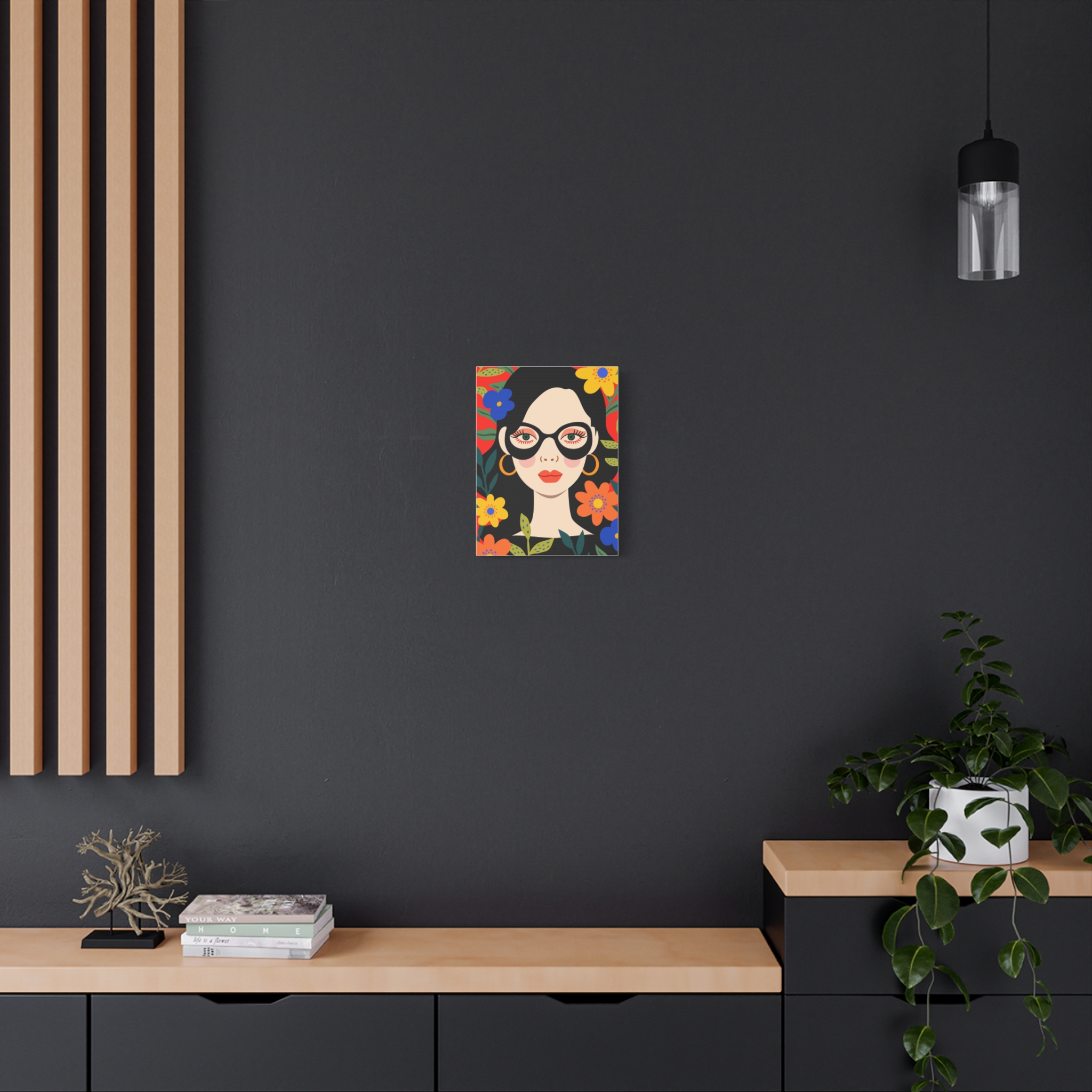 Canvas Wall Art - Eclectic Art Woman with Flowers - Image 4