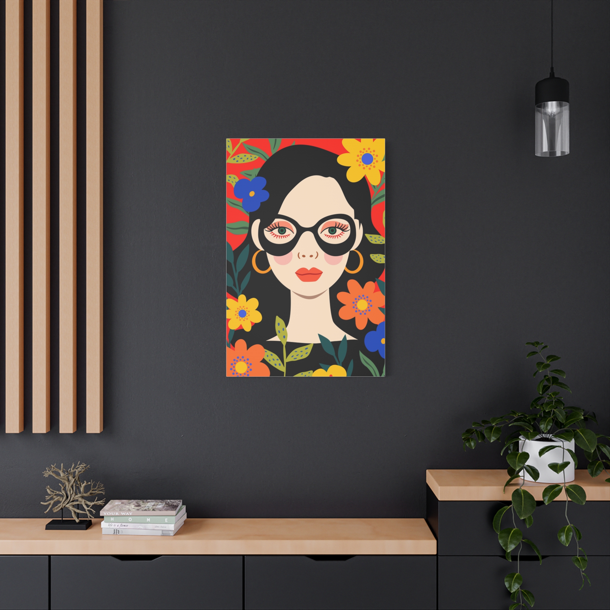 Canvas Wall Art - Eclectic Art Woman with Flowers - Image 12