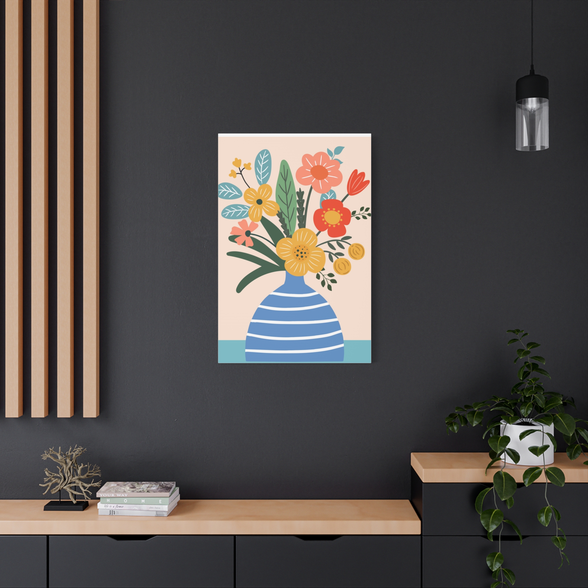 Canvas Art Print - Eclectic Blue and White Vase with Flowers - Image 12