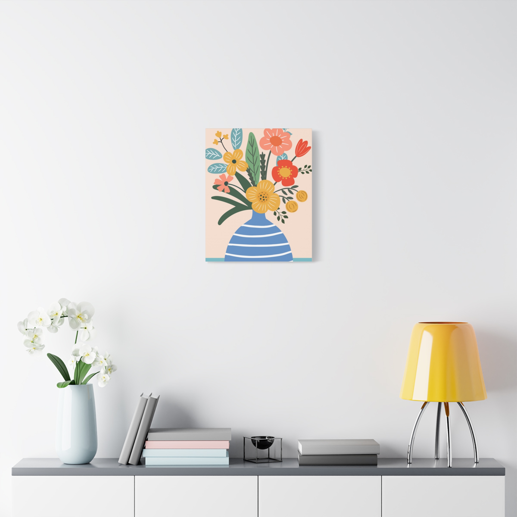 Canvas Art Print - Eclectic Blue and White Vase with Flowers - Image 7