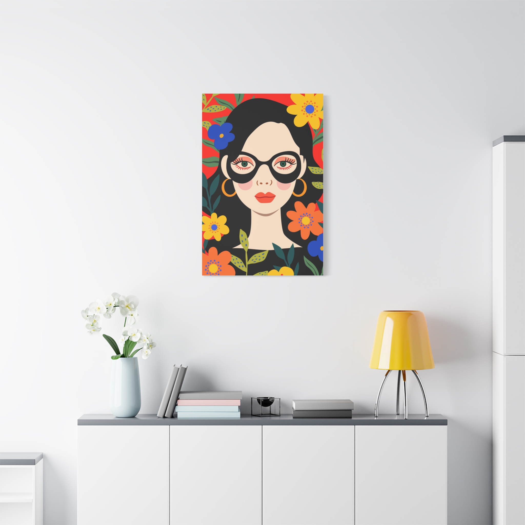 Canvas Wall Art - Eclectic Art Woman with Flowers - Image 11