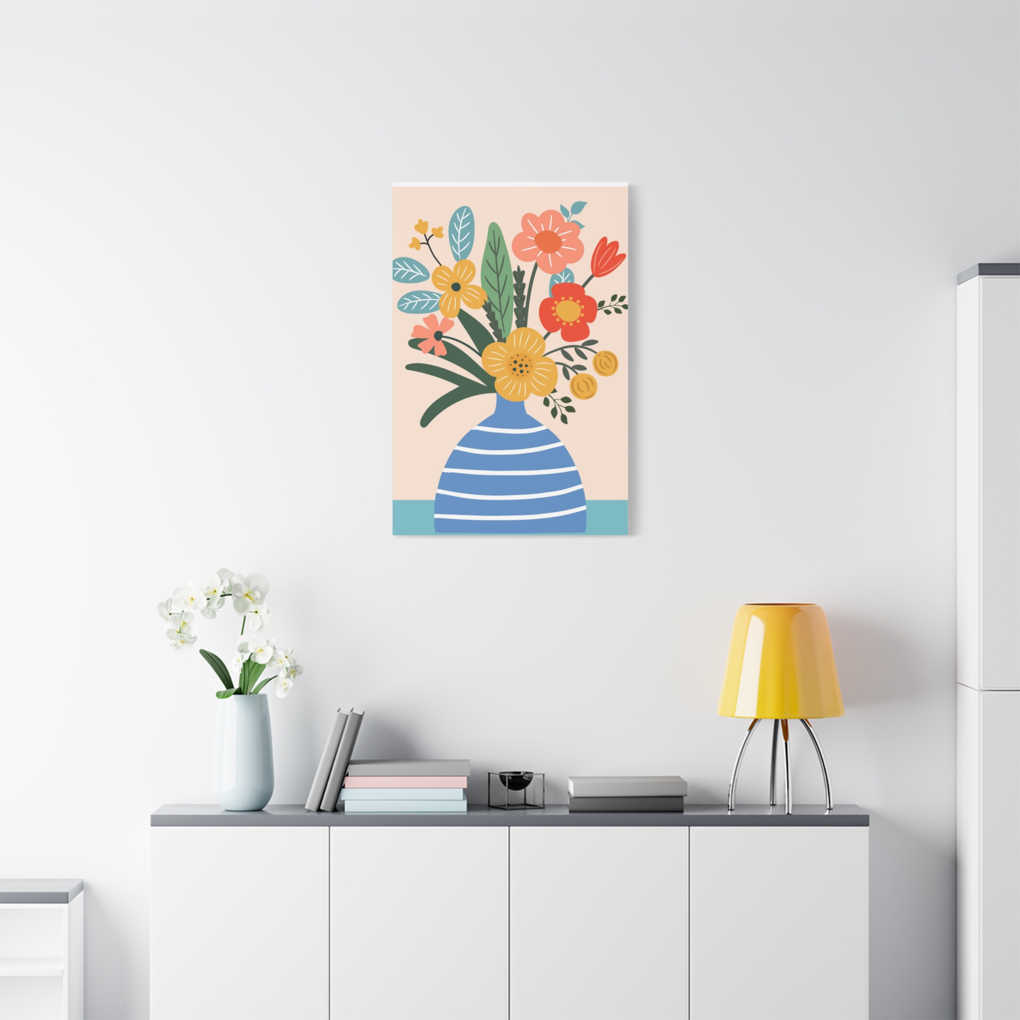 Canvas Art Print - Eclectic Blue and White Vase with Flowers - Image 11