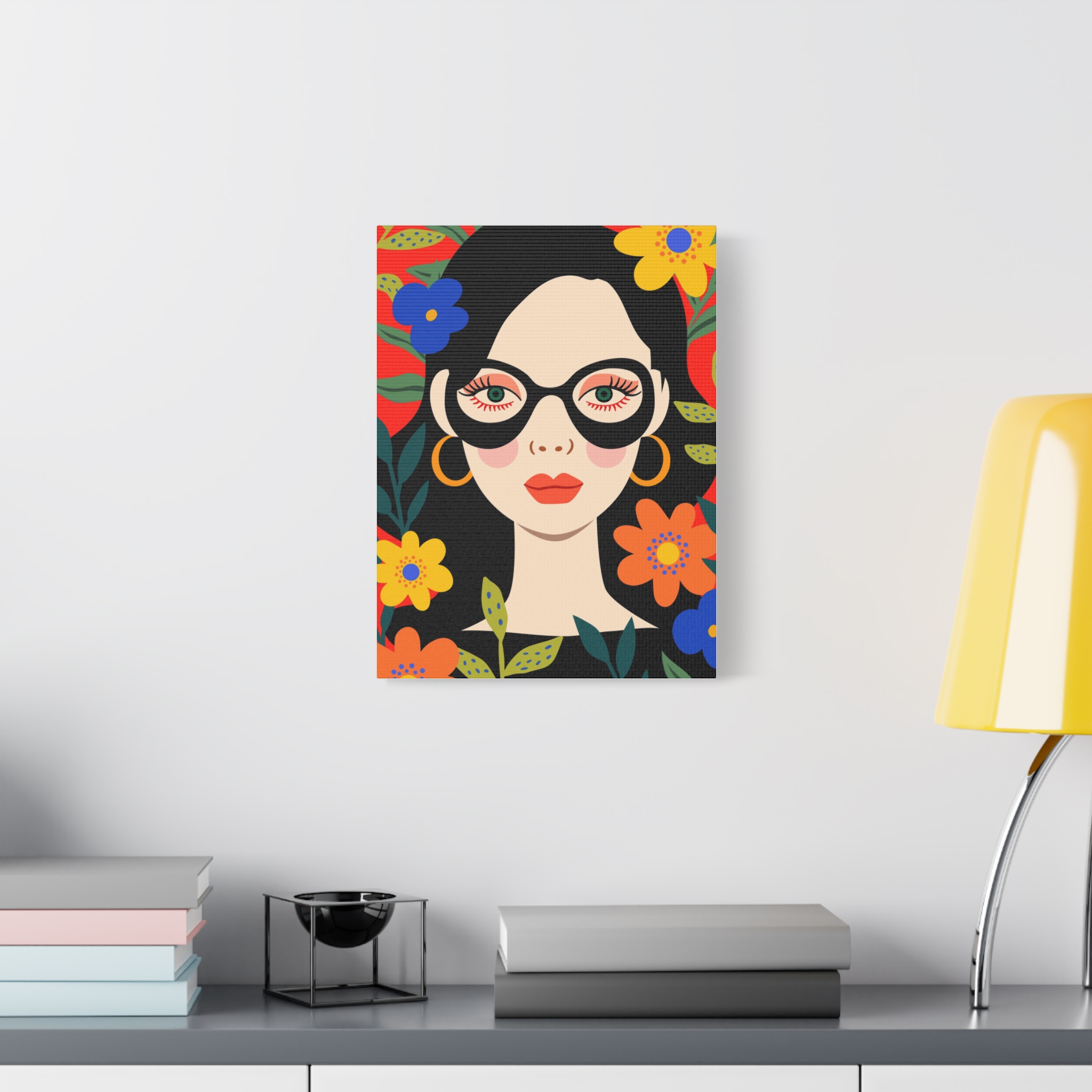 Canvas Wall Art - Eclectic Art Woman with Flowers - Image 3