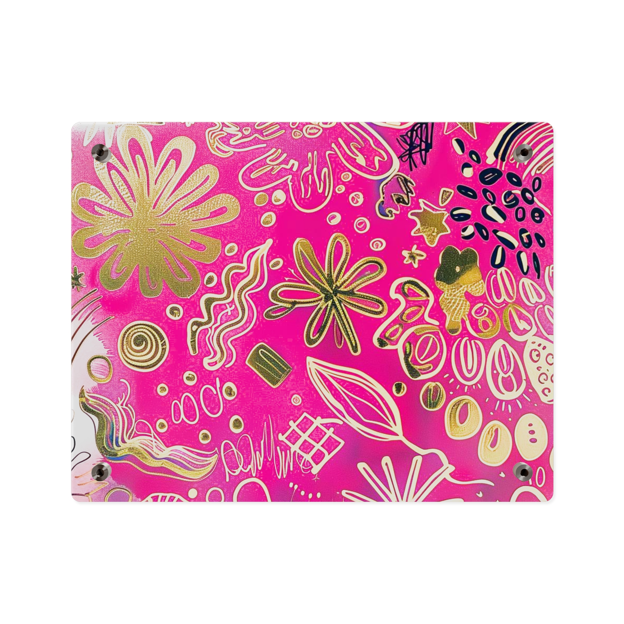 Doodle Dreams Pink and Gold Acrylic Art Panel - Image 2