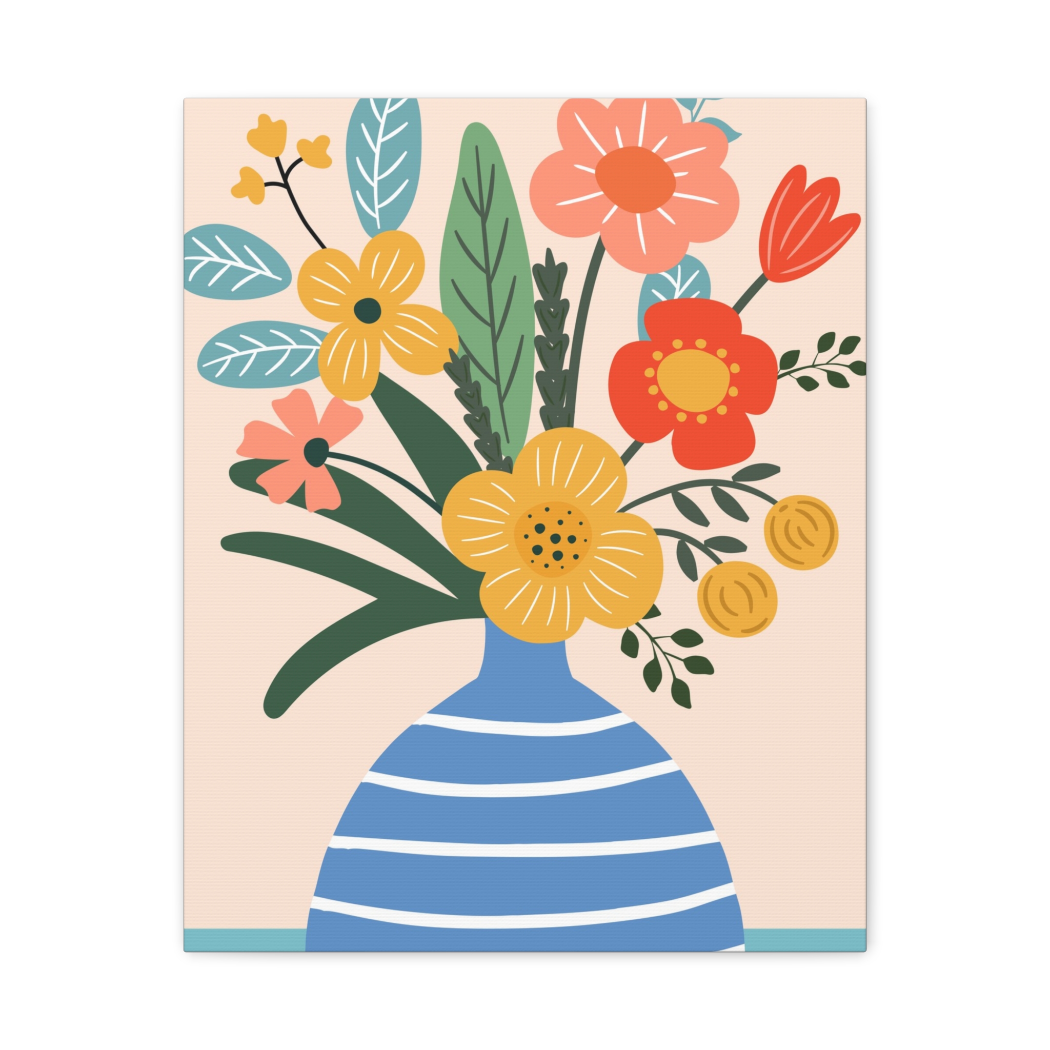 Canvas Art Print - Eclectic Blue and White Vase with Flowers - Image 5