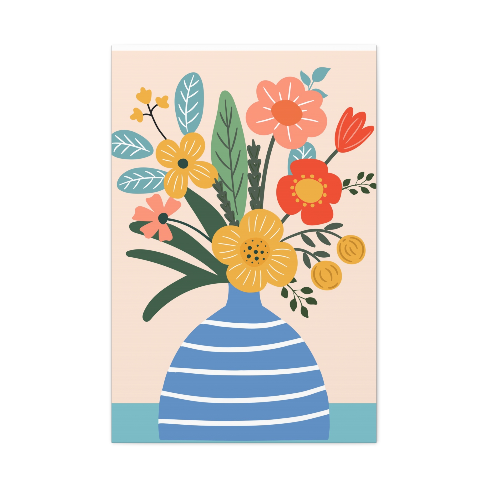 Canvas Art Print - Eclectic Blue and White Vase with Flowers - Image 9