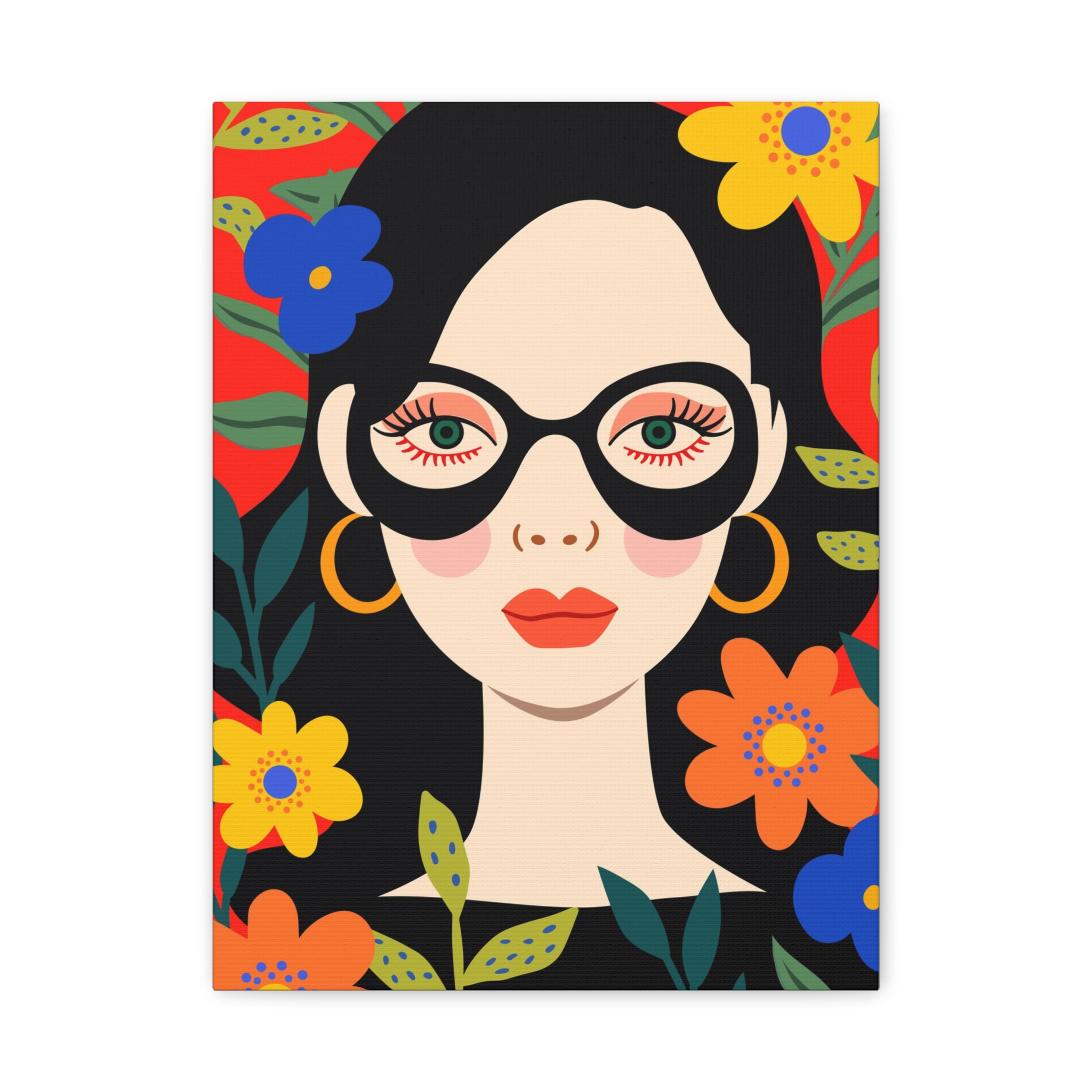 Canvas Wall Art - Eclectic Art Woman with Flowers - Image 2