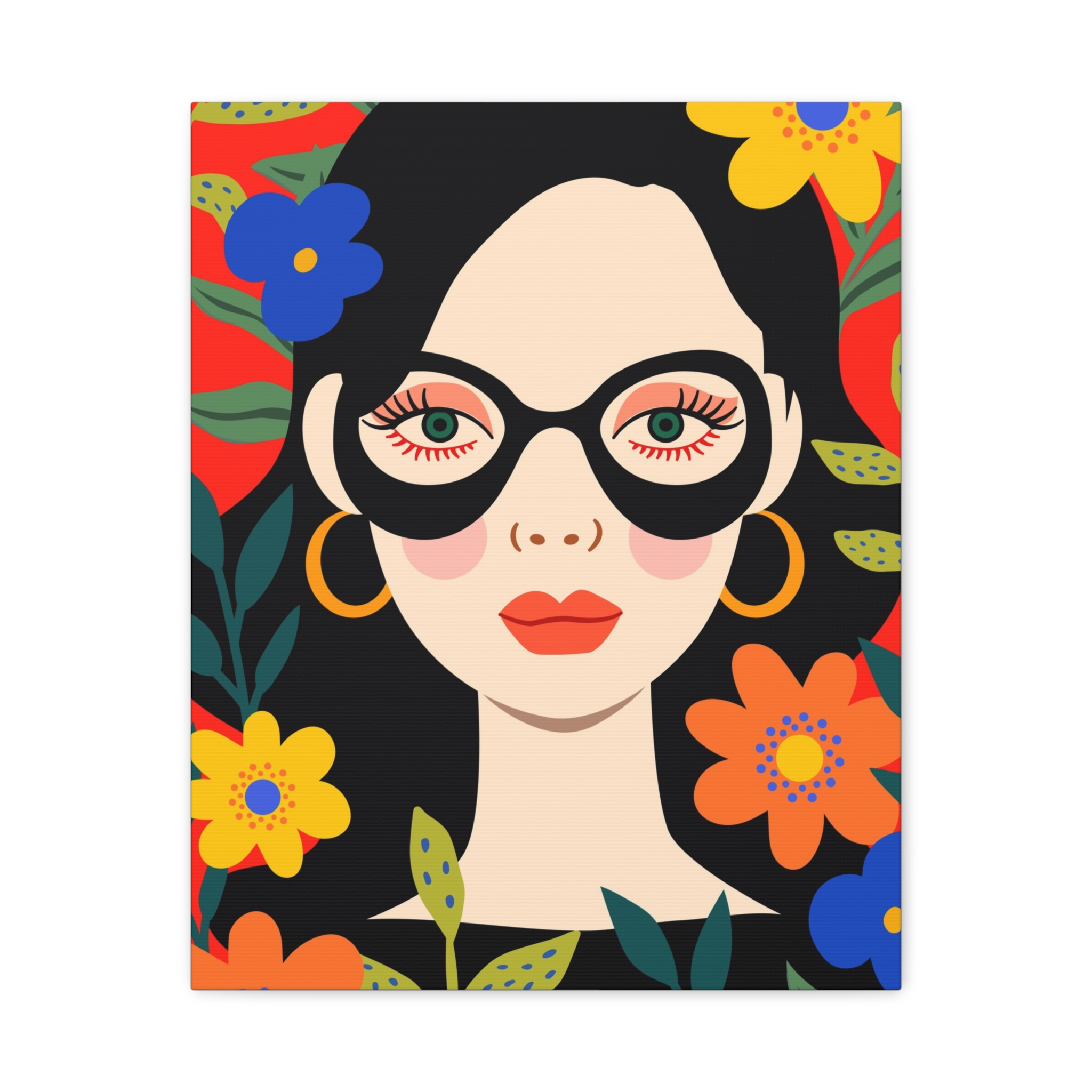 Canvas Wall Art - Eclectic Art Woman with Flowers - Image 5