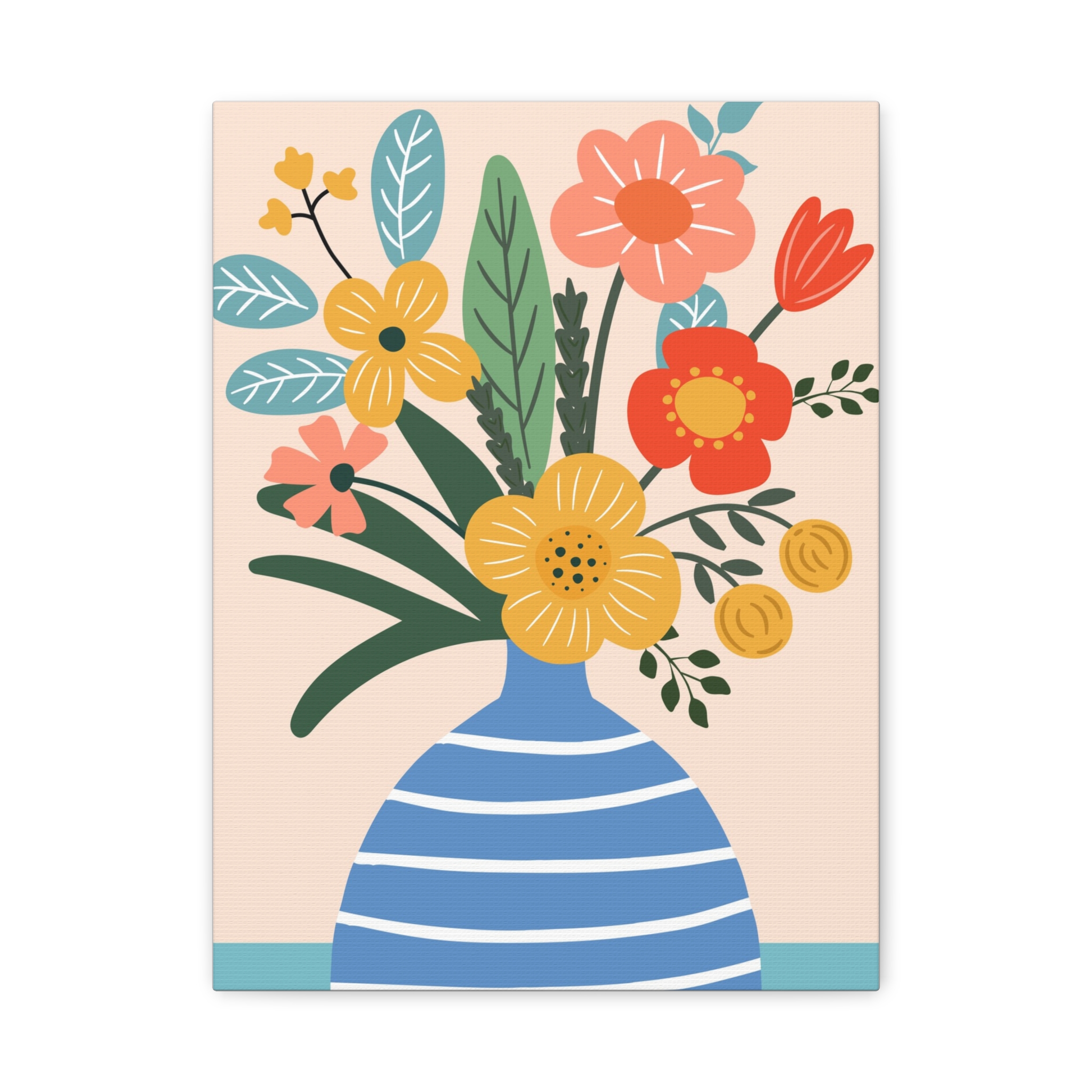 Canvas Art Print - Eclectic Blue and White Vase with Flowers - Image 2