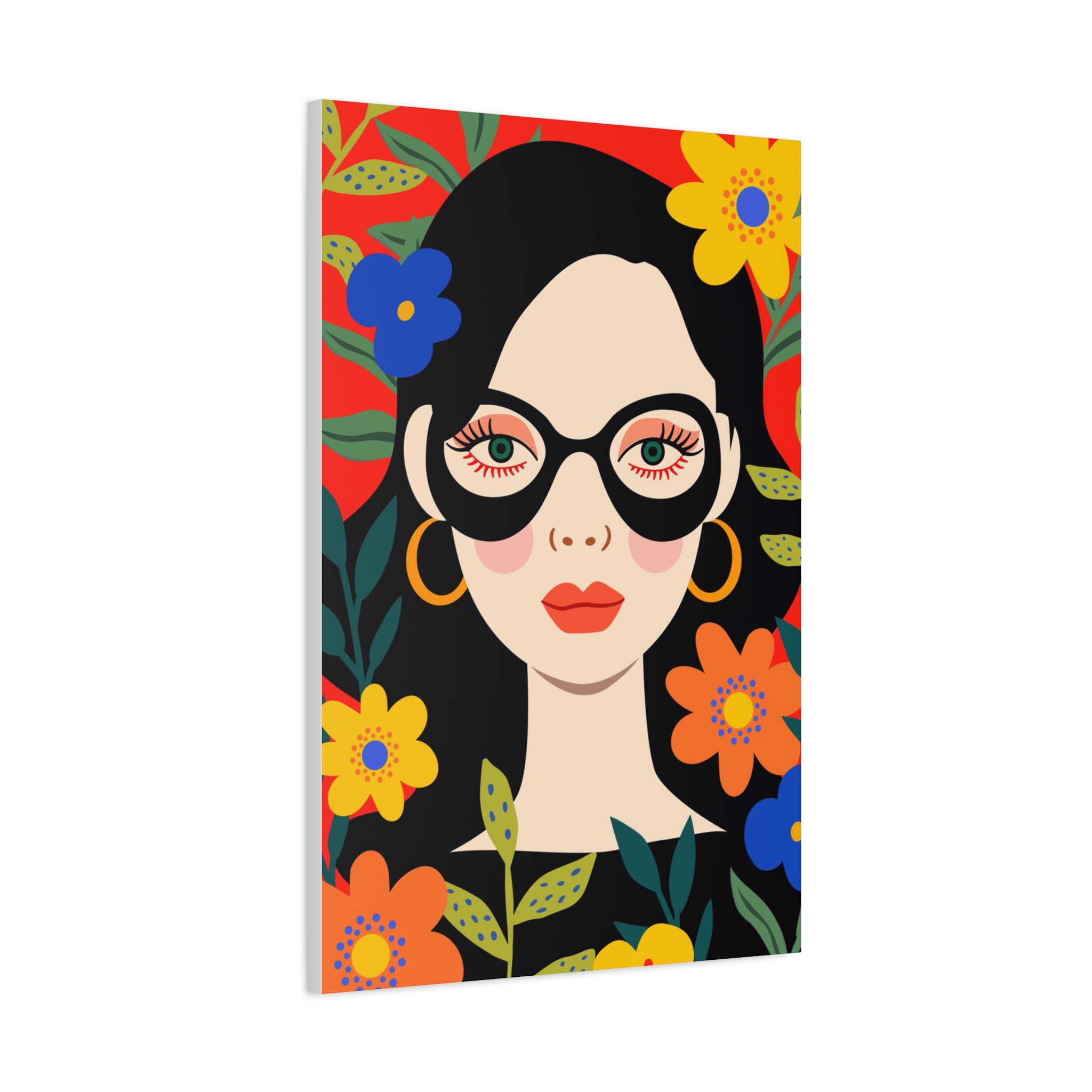 Canvas Wall Art - Eclectic Art Woman with Flowers - Image 10