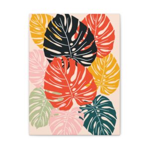 Canvas Print - Colorful Monstera Leaves Art