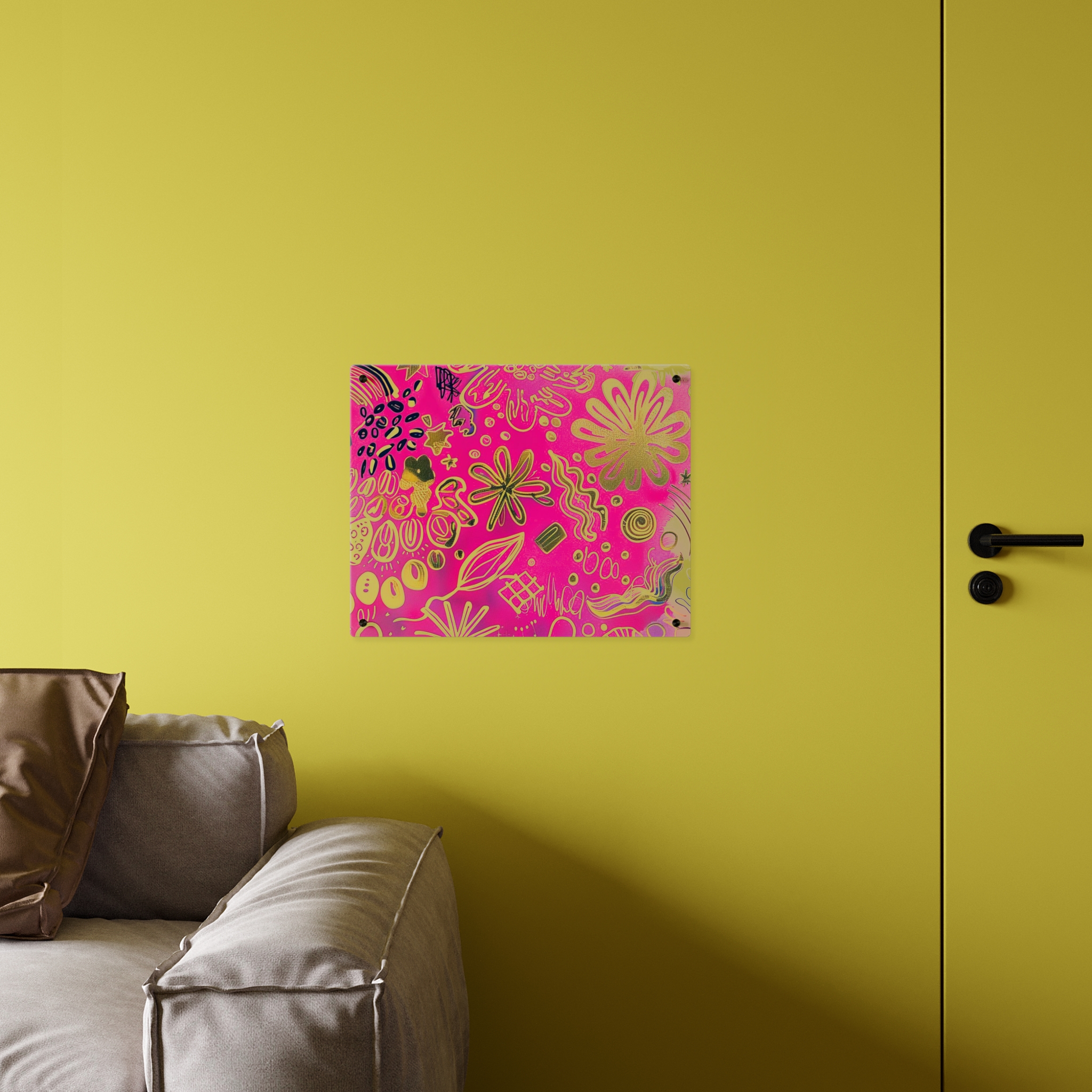Doodle Dreams Pink and Gold Acrylic Art Panel - Image 8
