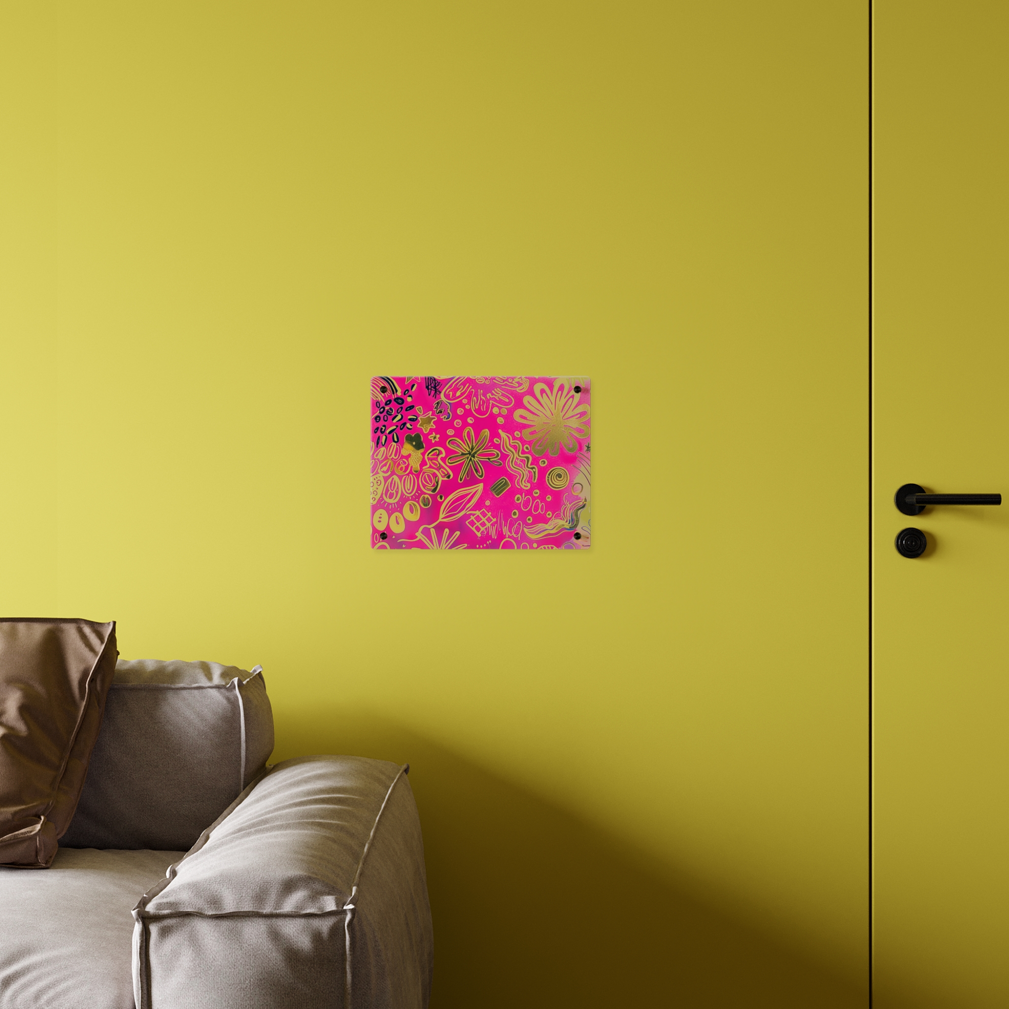 Doodle Dreams Pink and Gold Acrylic Art Panel - Image 4