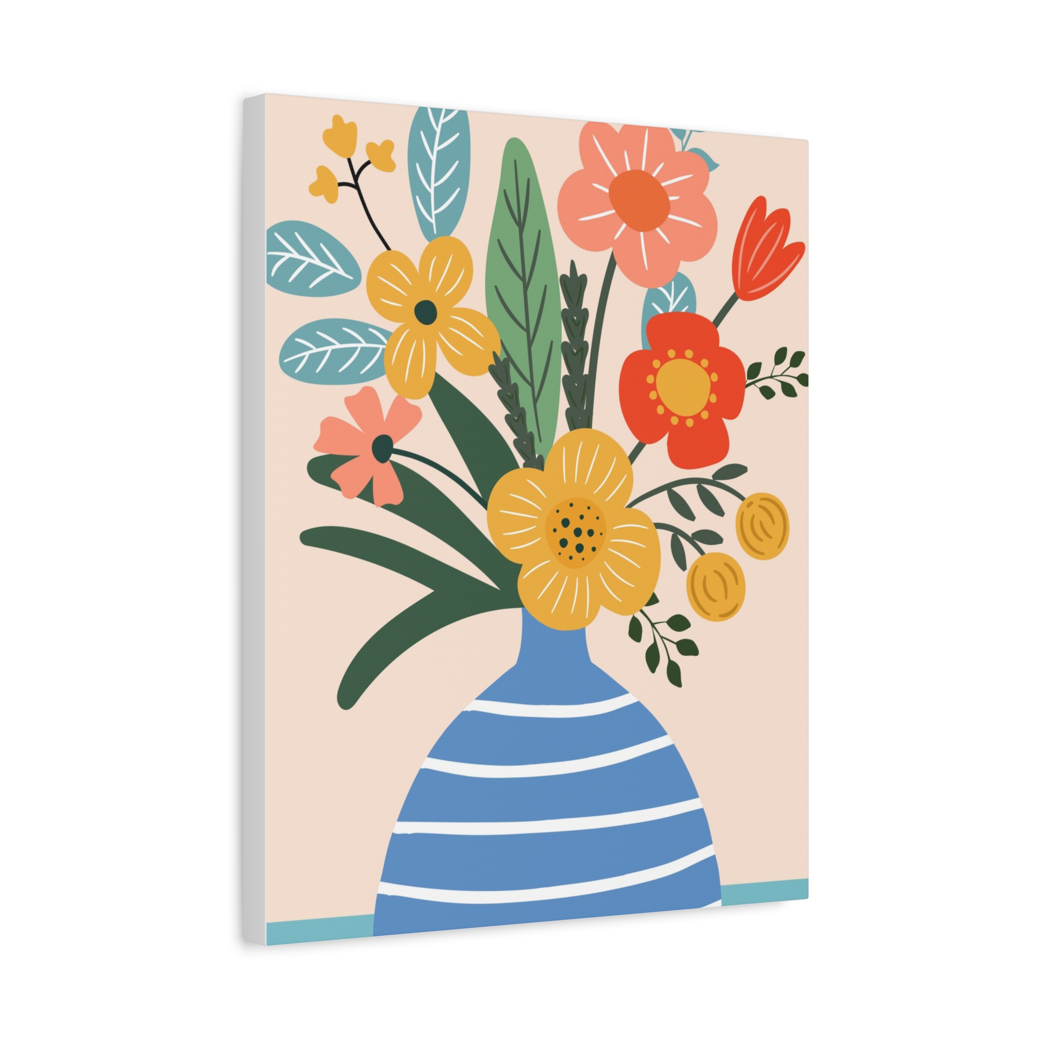 Canvas Art Print - Eclectic Blue and White Vase with Flowers - Image 6